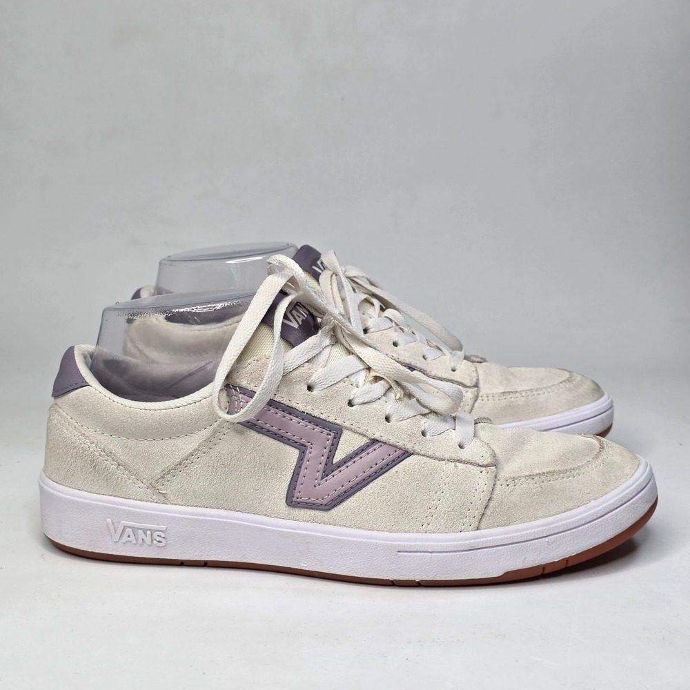 Vans Lowland Comfycush Sneakers Women's 8 Cream White Suede Skate Low Top Shoes